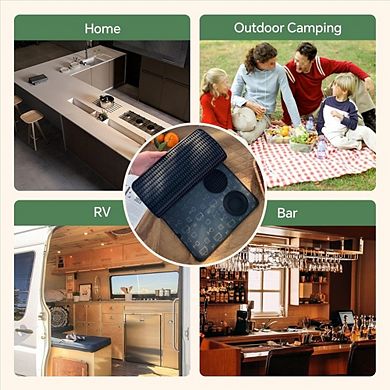Zoulao Multifunctional Folding Cocktail Mat with Cutting Board, 18"x12" Bar Mat for Home & Travel