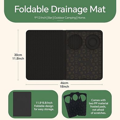 Zoulao Multifunctional Folding Cocktail Mat with Cutting Board, 18"x12" Bar Mat for Home & Travel