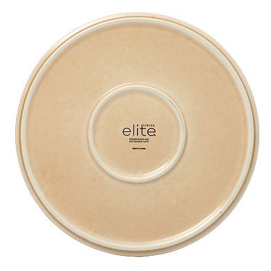 Gibson Elite Solana Coast 12 Pcs Stoneware Reactive Plates and Bowls Modern Embossed Dinnerware Set