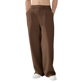 Mens Loose Fit Pleated Office Pants