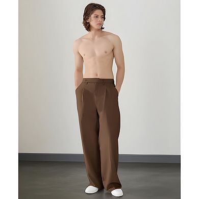 Mens Loose Fit Pleated Office Pants