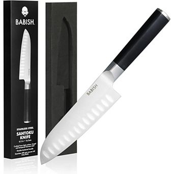 Babish High-Carbon 1.4116 German Steel 6.5 Inch Full Tang Razor Sharp Blade Santoku Knife