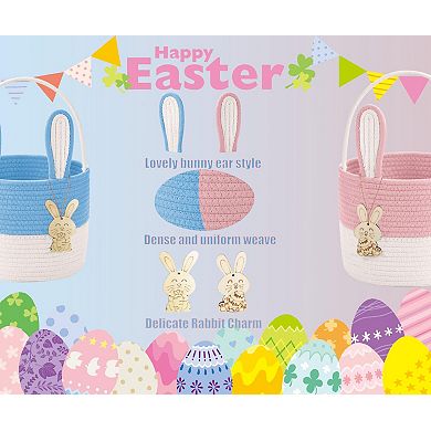 Easter Bunny Woven Rope Egg Basket