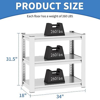 VIYET - 31.5H 3-Tier Heavy Duty Garage Shelving - 1200lbs Capacity