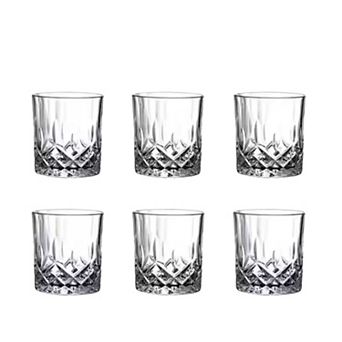 Vintage Style Glass Whiskey Glasses - 7.4 oz (Set of 6)
