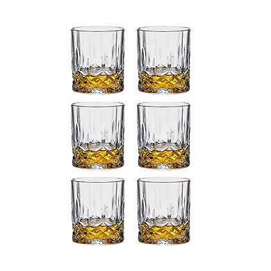 Vintage Style Glass Whiskey Glasses - 7.4 oz (Set of 6)