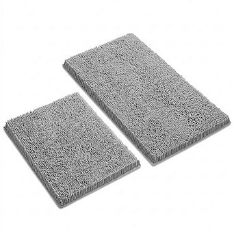Bath Rug Set, Soft Absorbent, Non-Slip Rubber Backing, Washable