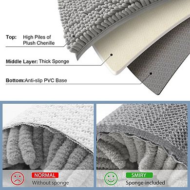 Bath Rug Set, Soft Absorbent, Non-Slip Rubber Backing, Washable