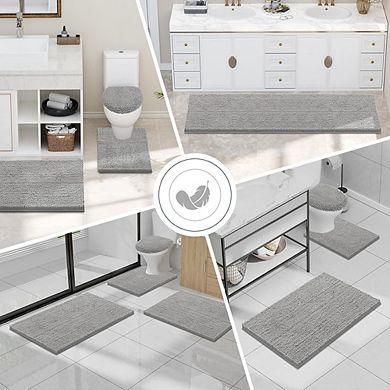 Bath Rug Set, Soft Absorbent, Non-Slip Rubber Backing, Washable