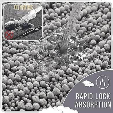 Chenille Bathroom Rug, Soft Absorbent, Non-Slip Quick-Dry Mat