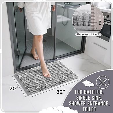 Chenille Bathroom Rug, Soft Absorbent, Non-Slip Quick-Dry Mat