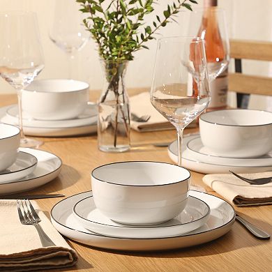 Gibson Home Oslo 12 Piece Porcelain Plates and Bowls Set