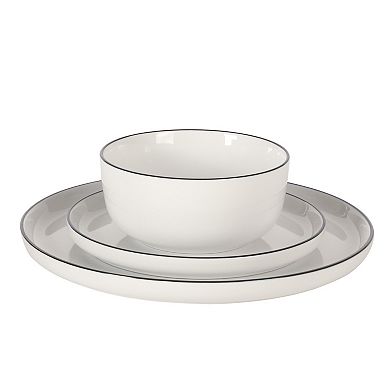 Gibson Home Oslo 12 Piece Porcelain Plates and Bowls Set