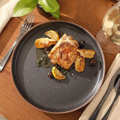 Gibson Elite Abbey Circle 12 Piece Plates and Bowls Reactive Matte Glaze Dishes Dinnerware Set