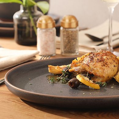 Gibson Elite Abbey Circle 12 Piece Plates and Bowls Reactive Matte Glaze Dishes Dinnerware Set