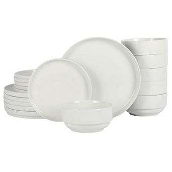 Gibson Home Rothernberg 18 pc Stackable Porcelain Plates and Bowls Dinnerware Set