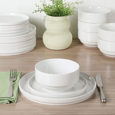 Gibson Home Rothernberg 18 Piece Stackable Porcelain Plates and Bowls Dinnerware Set