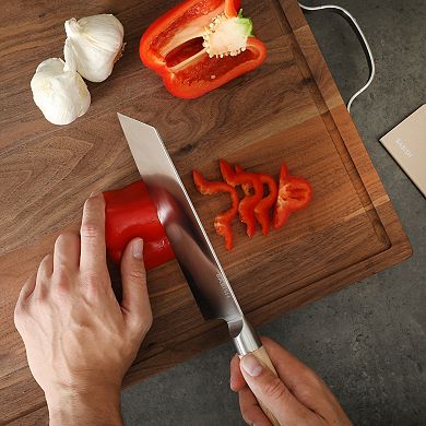 Babish High Carbon 1.4116 German Steel 14 Piece Forged Pakka Wood Kitchen Knife Set with Sheaths