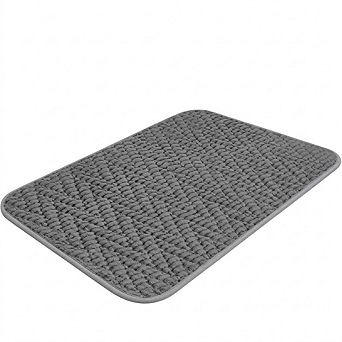 Chenille Bathroom Rug, Soft Absorbent, Non-Slip Rubber Base Mat