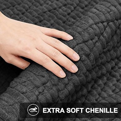 Chenille Bathroom Rug, Soft Absorbent, Non-Slip Rubber Base Mat