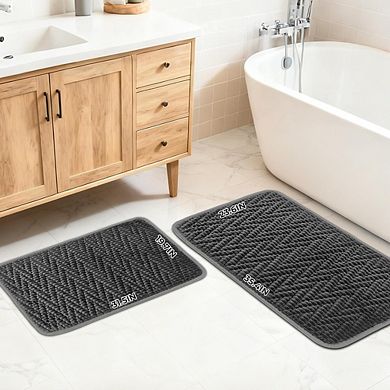 Chenille Bathroom Rug, Soft Absorbent, Non-Slip Rubber Base Mat