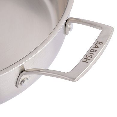 Babish 5 Quart Tri-Ply Stainless Steel Professional Grade Saute Pan withLid