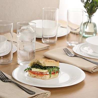 Gibson Home Vanilla Hills 12 Piece Opal Glass Dinnerware Set for 4 Chip Resistant Round White