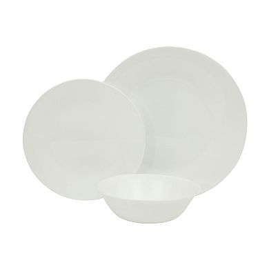 Gibson Home Vanilla Hills 12 Piece Opal Glass Dinnerware Set for 4 Chip Resistant Round White