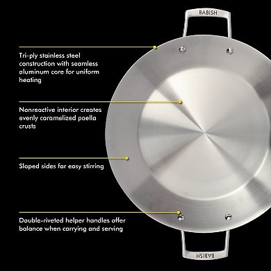 Babish 13 Inch Triply Stainless Steel Paella Pan