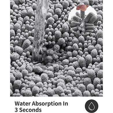 Chenille Bathroom Rug, Thick Soft Absorbent, Non-Slip Shaggy Mat