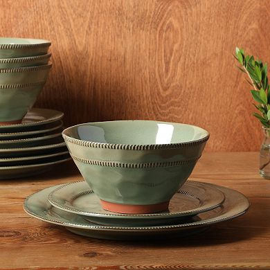 Gibson Elite Terranea 12 Piece Dishes Reactive Glaze Plates and Bowls Terracotta Dinnerware Set
