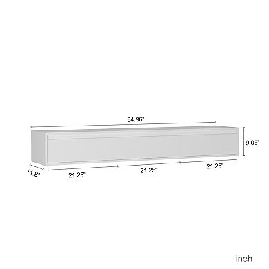 Trikiousd Floating TV Stand with LED Lights and High Gloss Wall-Mounted Cabinet