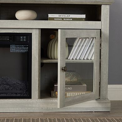 Trikiousd Fireplace TV Stand with Glass Doors & Storage for TVs Up to 65"