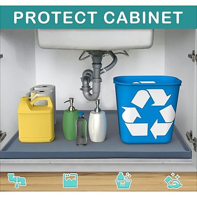 Zoulao Waterproof Silicone Under Sink Mat, Cabinet Liner for Kitchen Bathroom & Pet Area