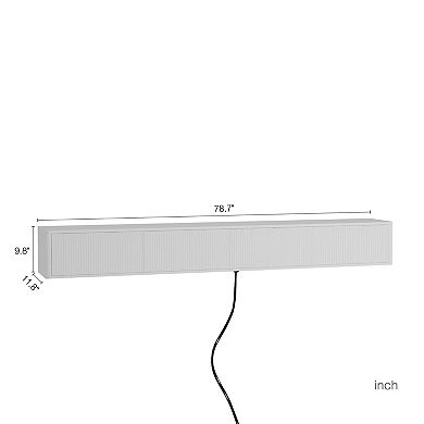 Trikiousd Floating TV Stand with LED Lights and Power Outlet, Wall-Mounted Cabinet