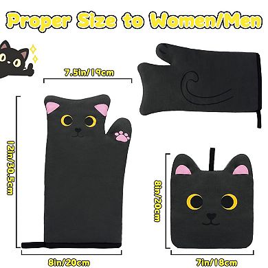 Cat Oven Mitt and Pot Holder Set