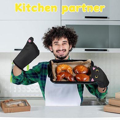 Cat Oven Mitt and Pot Holder Set