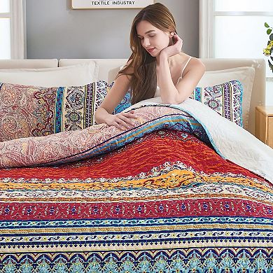 Bohemian striped bedspread