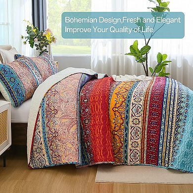 Bohemian striped bedspread