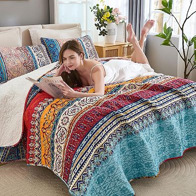 Bohemian striped bedspread