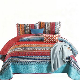 Bohemian striped bedspread