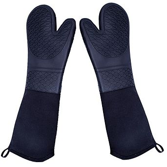Extra-long silicone oven gloves, high-temperature resistant barbecue gloves