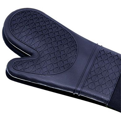 Extra-long silicone oven gloves, high-temperature resistant barbecue gloves