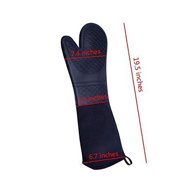 Extra-long silicone oven gloves, high-temperature resistant barbecue gloves