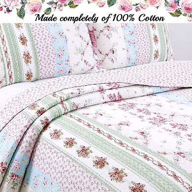 Cotton Patchwork Floral Reversible Bedspread