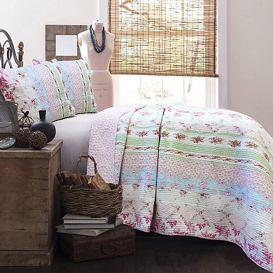 Cotton Patchwork Floral Reversible Bedspread