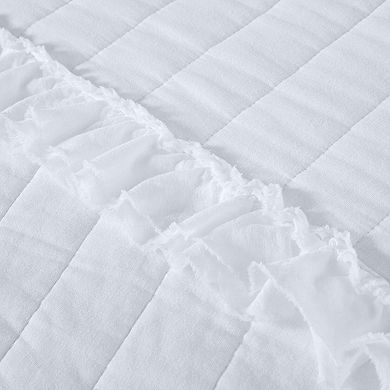 3-piece bedspread set with double-layer hemmed ruffles