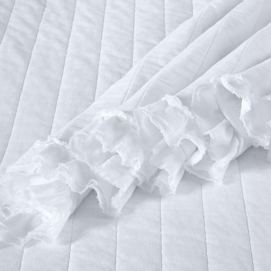 3-piece bedspread set with double-layer hemmed ruffles