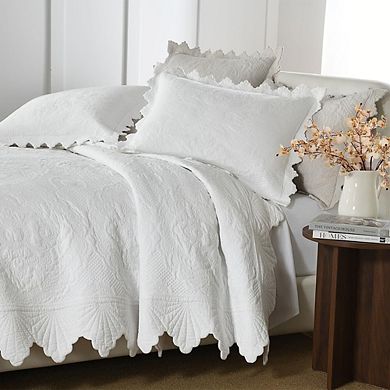 Extra-large floral embossed bedspread set, double-sided use