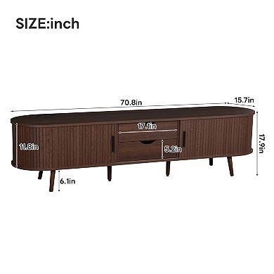 Trikiousd 70" TV Stand for TVs up to 80", Tambour Doors Storage Media Console with Power Outlet
